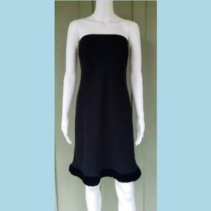 NWT WORTH Black Strapless Velvet Trim Dress